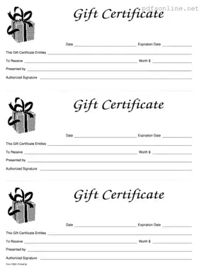 Free Gift Certificate PDF Form