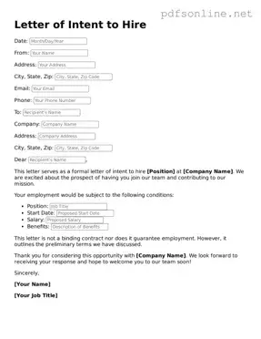 Attorney-Approved Letter of Intent to Hire Form