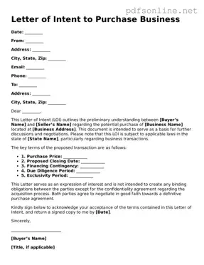 Attorney-Approved Letter of Intent to Purchase Business Form