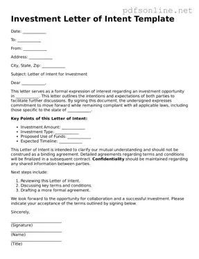 Attorney-Approved Investment Letter of Intent Form