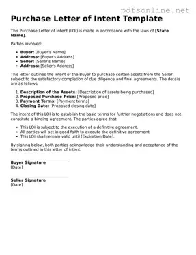 Attorney-Approved Purchase Letter of Intent Form