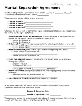 Attorney-Approved Marital Separation Agreement Form