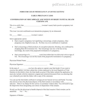 Free Miscarriage Discharge Paper PDF Form