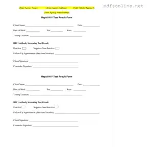 Free Negative Hiv Test PDF Form