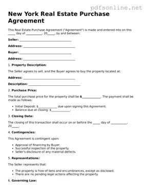 Legal Real Estate Purchase Agreement Template for the State of New York