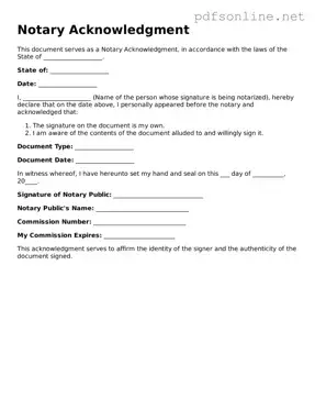 Attorney-Approved Notary Acknowledgement Form