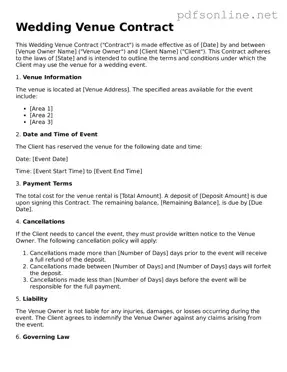 Attorney-Approved Wedding Venue Contract Form