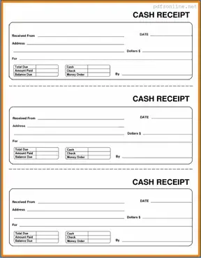 Free Cash Receipt PDF Form