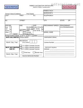 Free Rabies Certificate PDF Form