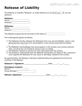 Attorney-Approved Release of Liability Form