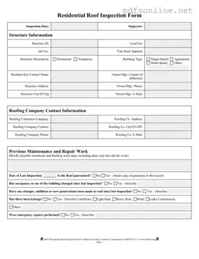 Free Roof Inspection PDF Form