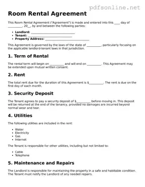 Attorney-Approved Room Rental Agreement Form