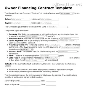 Attorney-Approved Owner Financing Contract Form