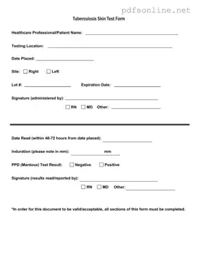 Free Tb Test PDF Form