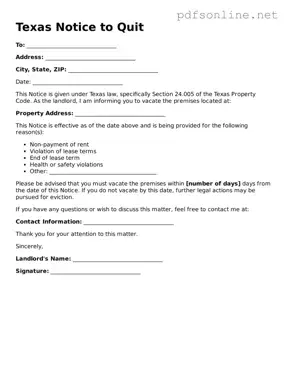 Legal Notice to Quit Template for the State of Texas