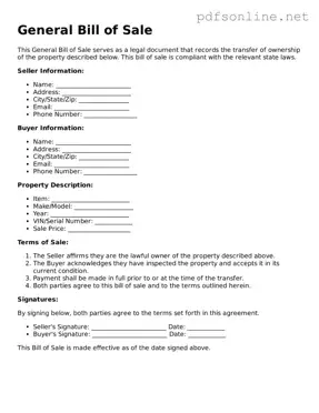 Attorney-Approved General Bill of Sale Form