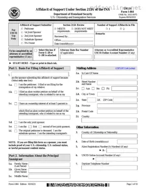 Free USCIS I-864 PDF Form