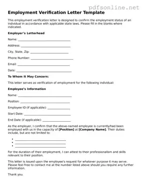 Attorney-Approved Employment Verification Form