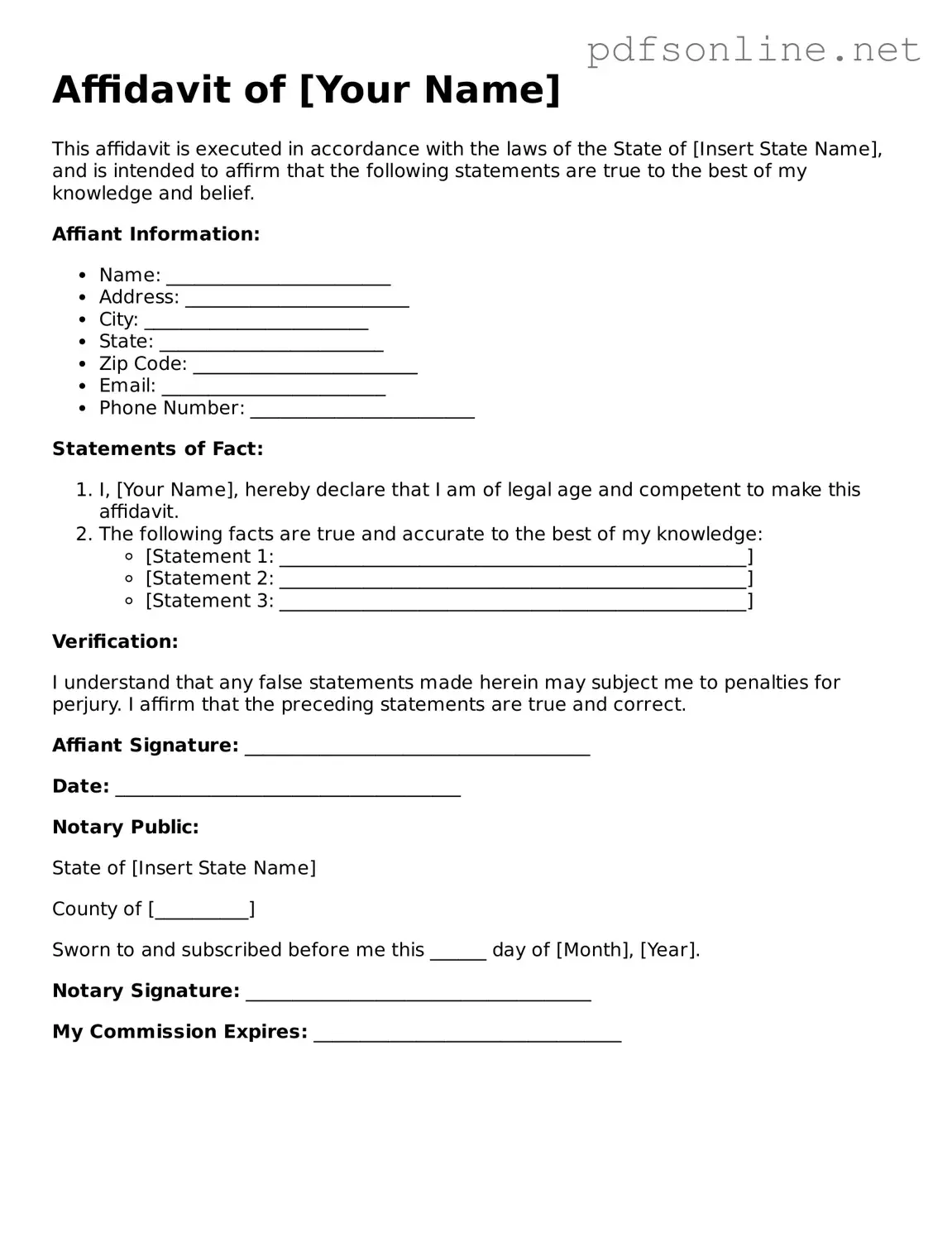 Attorney-Approved Affidavit Form