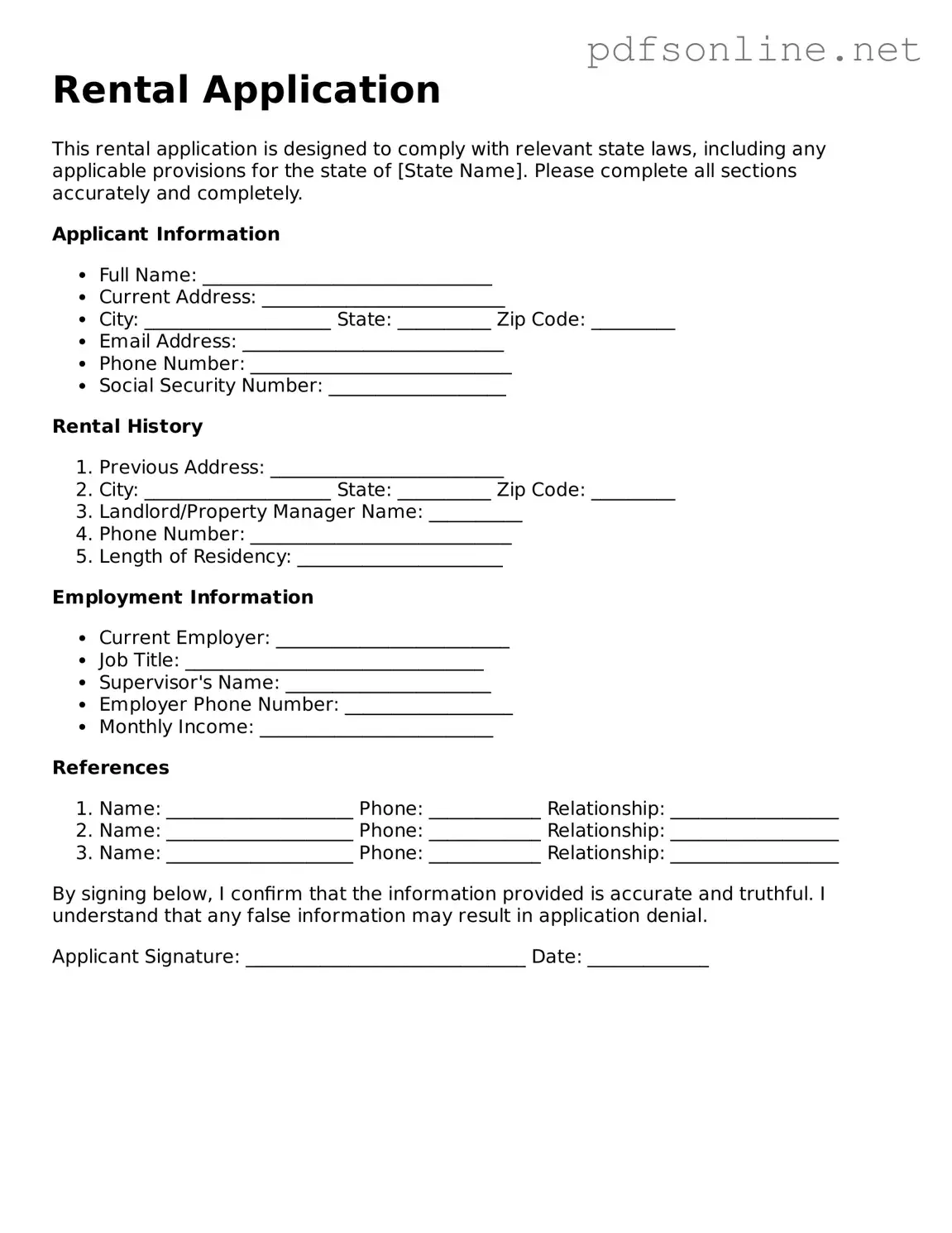 Attorney-Approved Rental Application Form