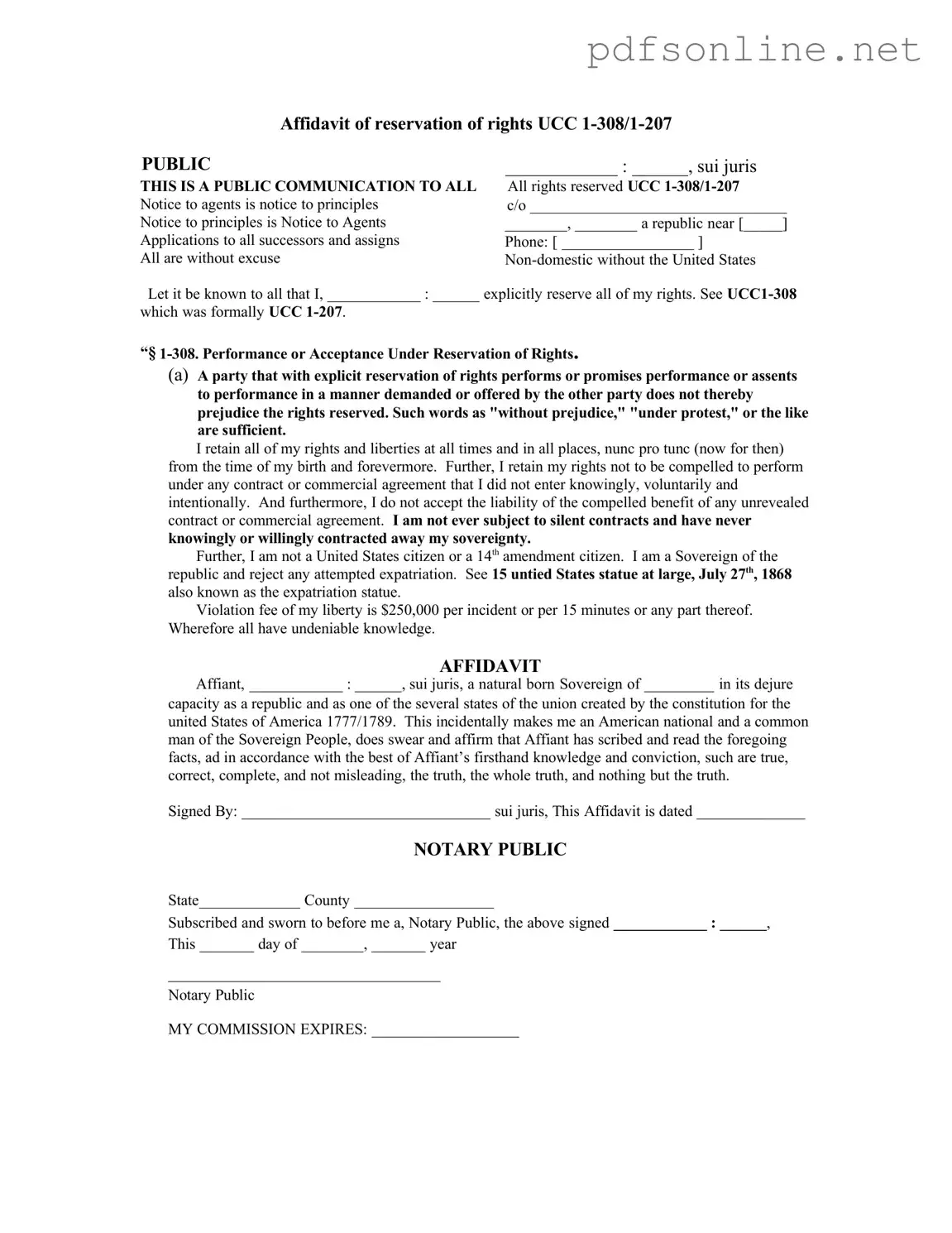 Free Ucc 1 308 PDF Form
