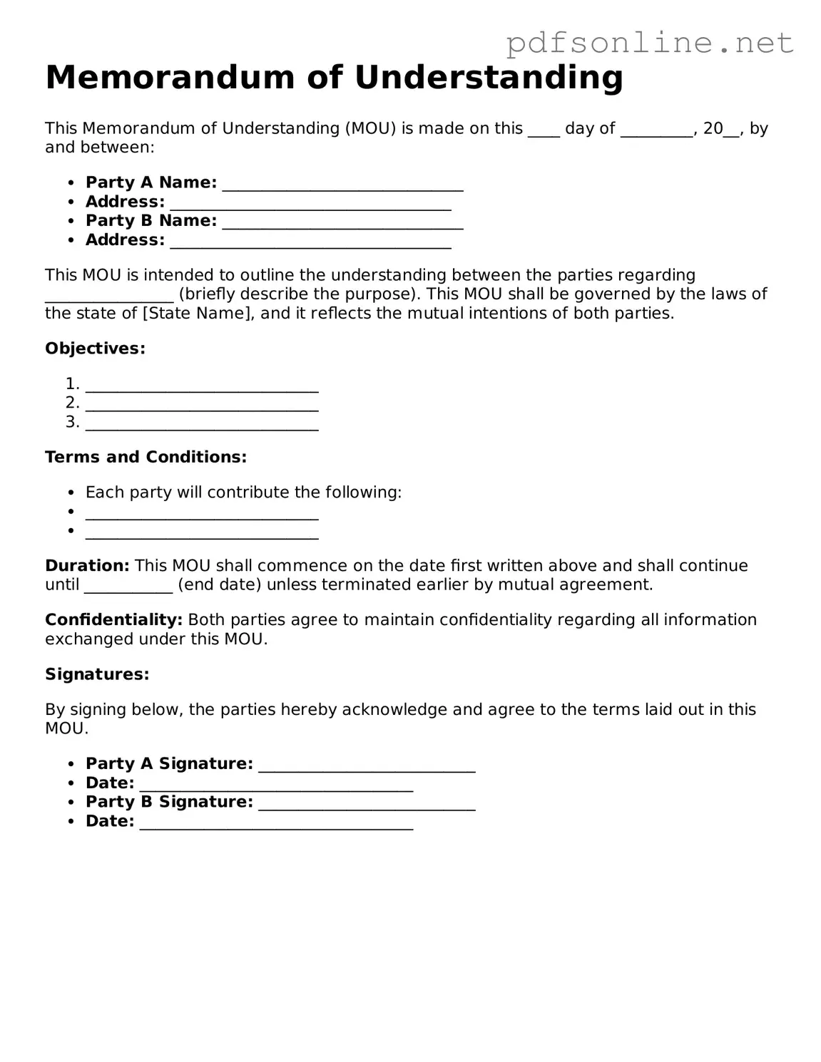 Attorney-Approved Memorandum of Understanding Form