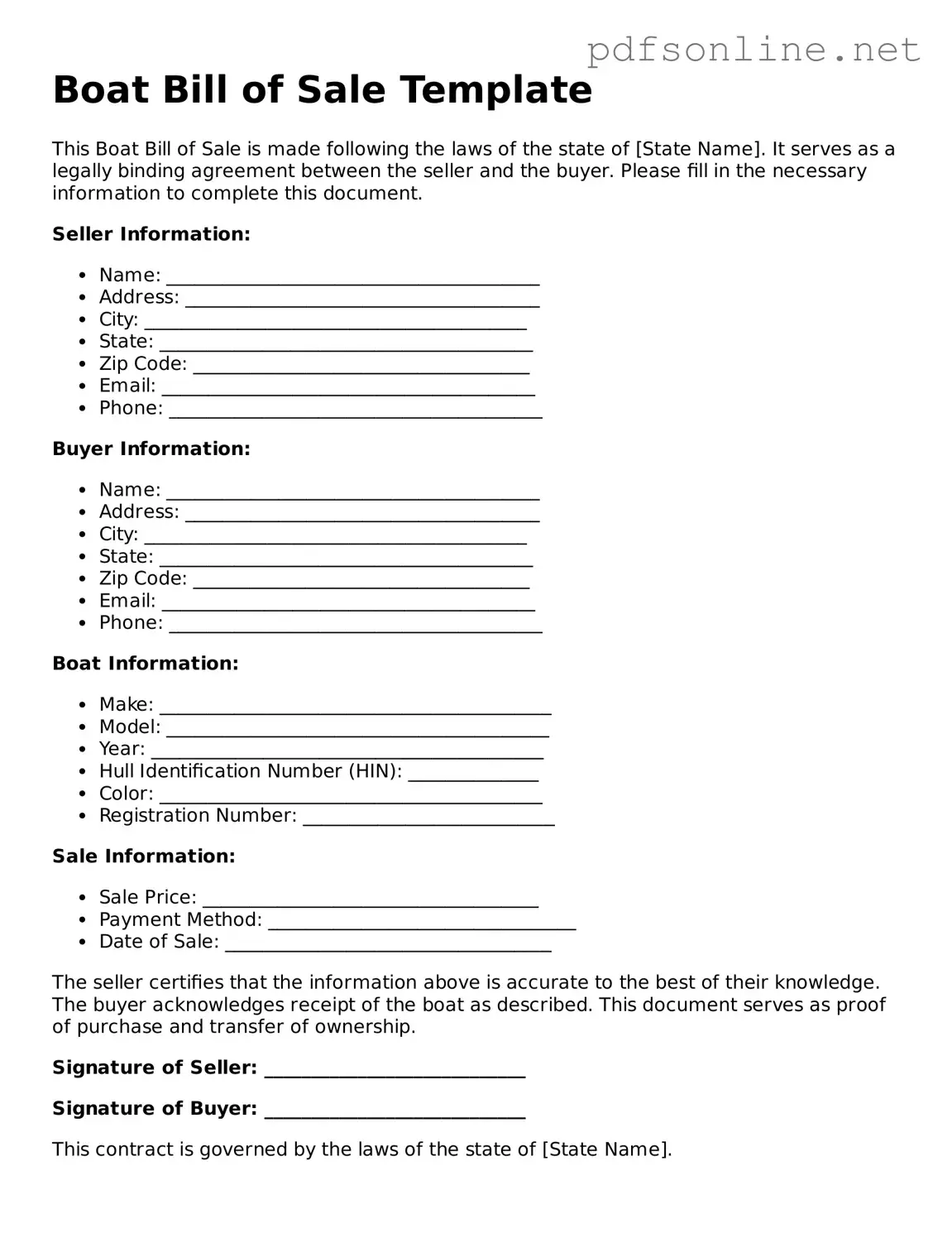 Attorney-Approved Boat Bill of Sale Form